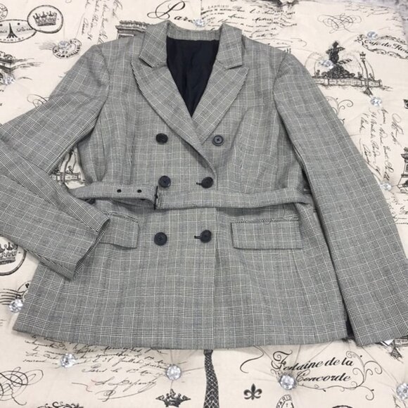 Tibi Belted Glen Check Blazer - Picture 6 of 8